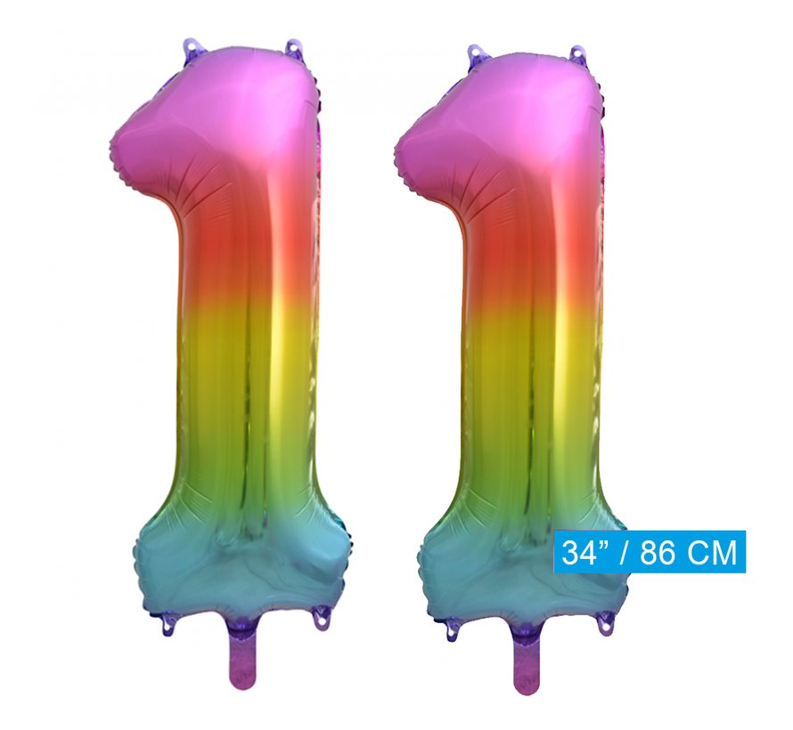 Regenboog cijfer Ballonnen 11