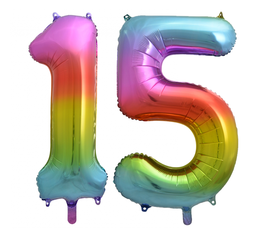 Regenboog cijfer Ballon 15