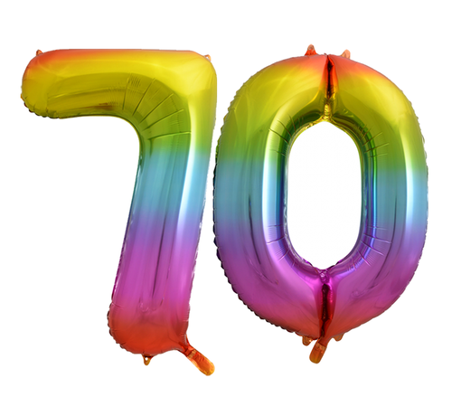 Regenboog cijfer ballon 70