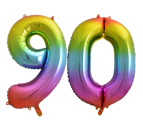 Regenboog cijfer ballon 90