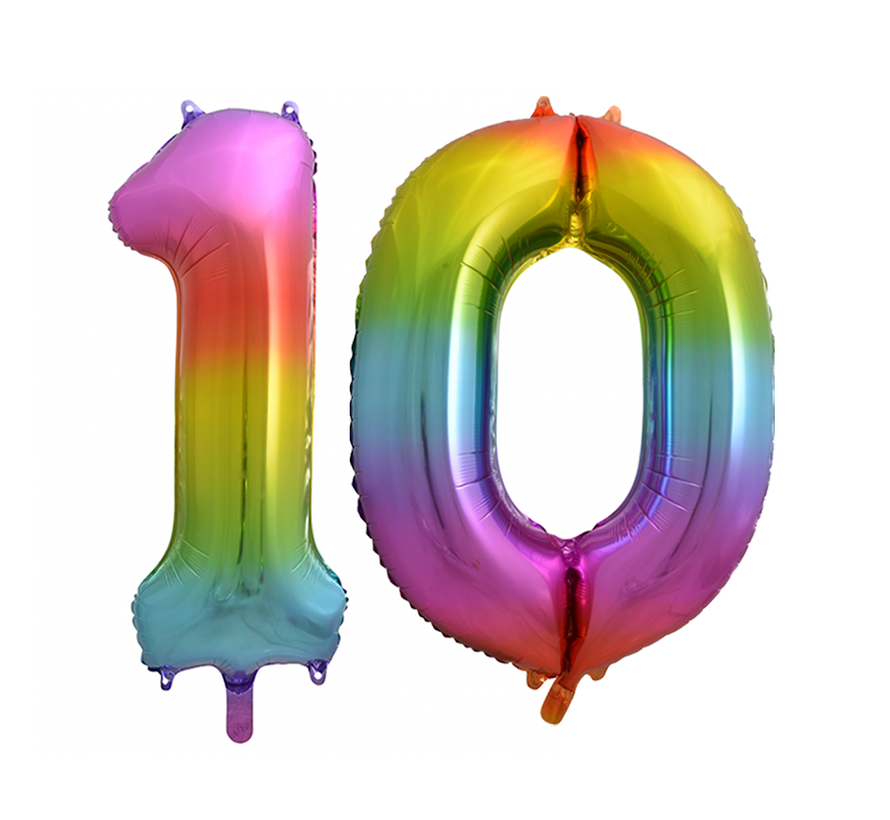 Regenboog cijfer ballon 10