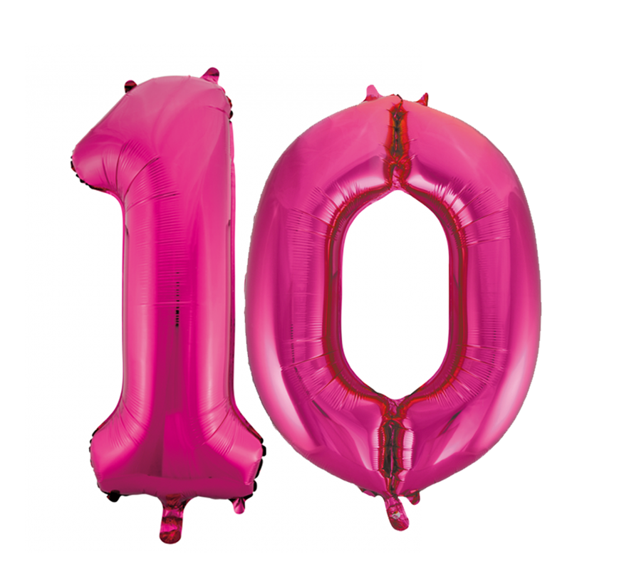 Roze folie ballonnen cijfers  10