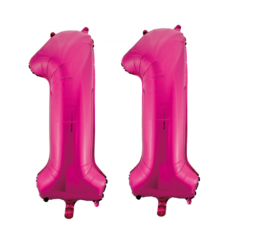Roze folie ballonnen cijfers 11