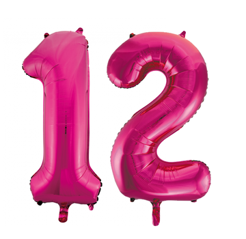 Roze cijfer ballonnen 12