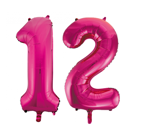 Helium roze cijfer ballonnen 12