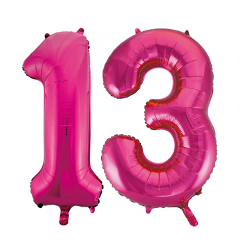 Roze cijfer ballonnen 13