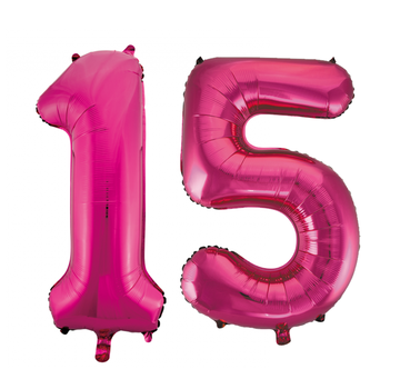 Roze cijfer ballonnen 15