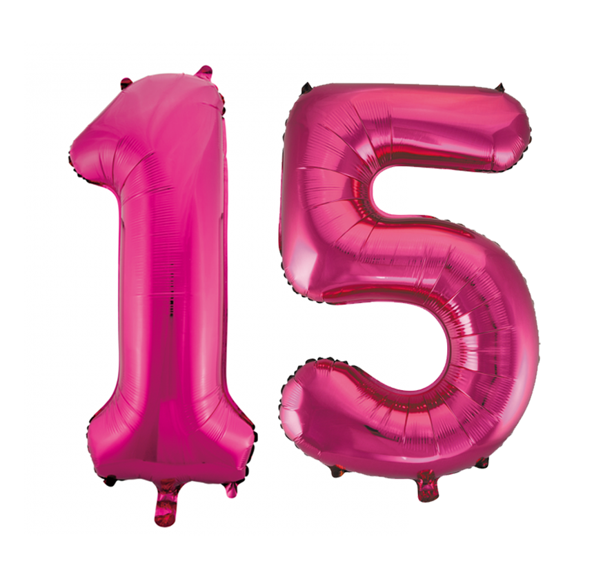 Helium roze cijfer ballonnen 15