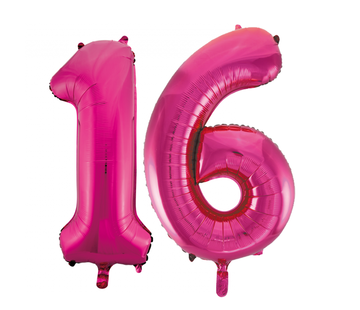 Roze cijfer ballonnen 16