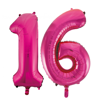 Roze cijfer ballonnen 16