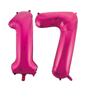 Roze cijfer ballonnen 17