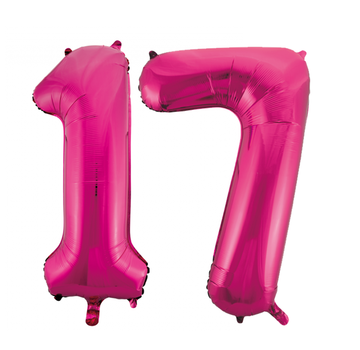Roze cijfer ballonnen 17