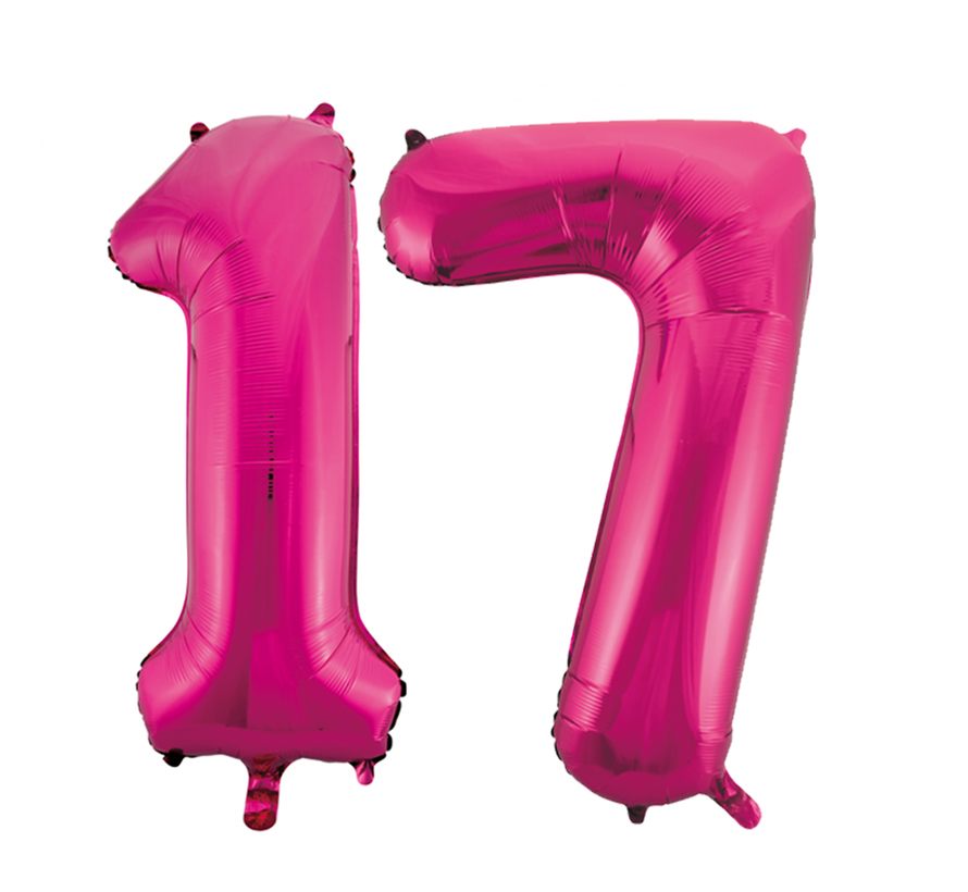 Helium roze cijfer ballonnen 17