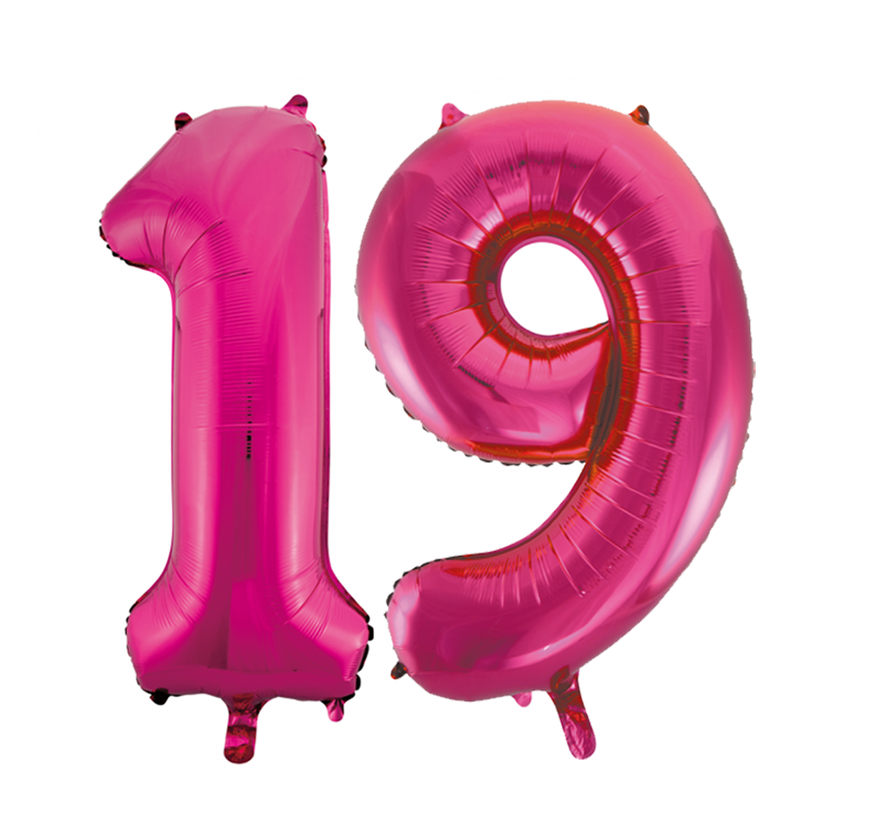 Helium roze cijfer ballonnen 19
