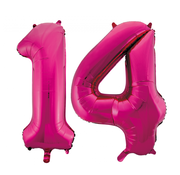 Roze cijfer ballonnen 14