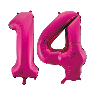 Roze cijfer ballonnen 14