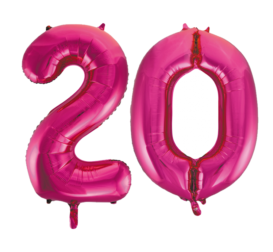 Helium roze cijfer ballonnen 20