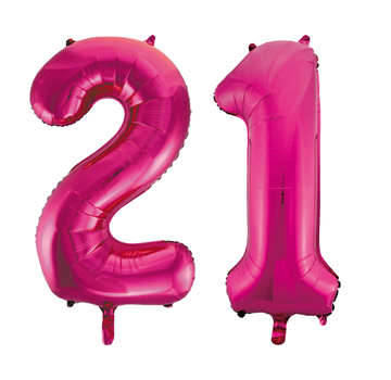 Roze cijfer ballonnen 21
