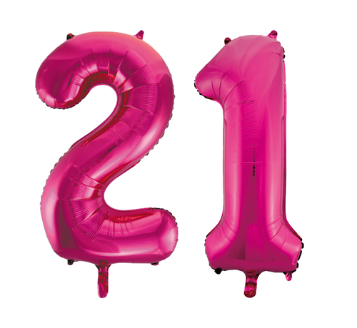 Helium roze cijfer ballonnen 21