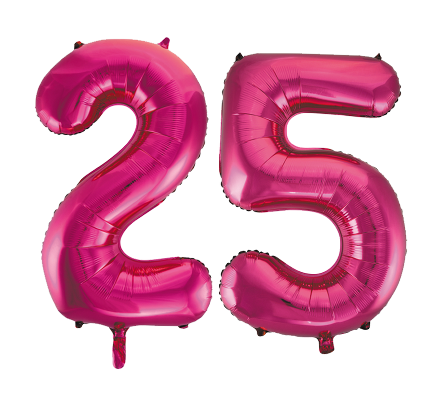 Helium roze cijfer ballonnen 25