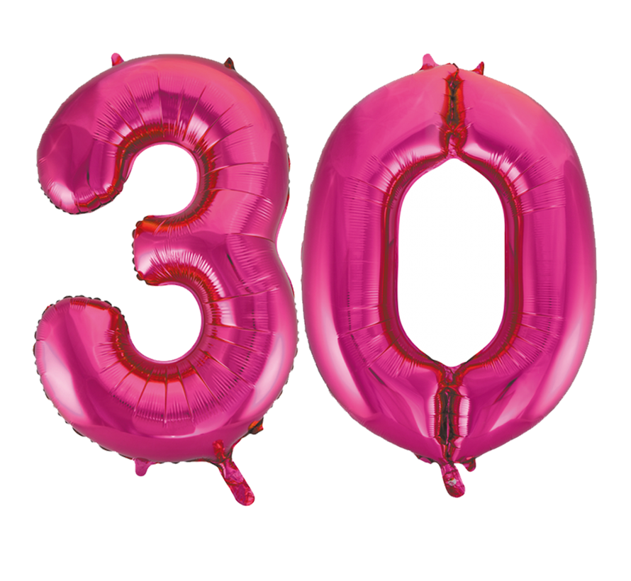 Helium roze cijfer ballonnen 30