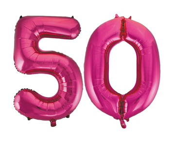 Roze cijfer ballonnen 50