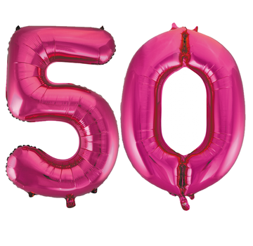 Roze cijfer ballonnen 50