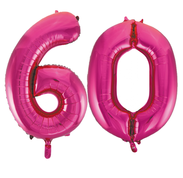 Roze cijfer ballonnen 60