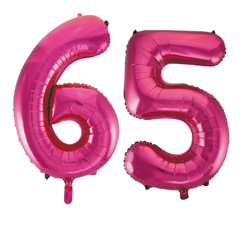 Helium roze cijfer ballonnen  65
