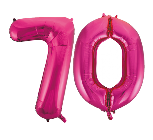 Helium roze cijfer ballonnen 70