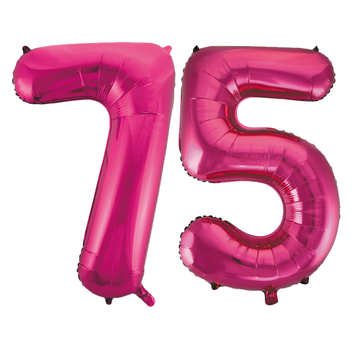 Roze cijfer ballonnen 75