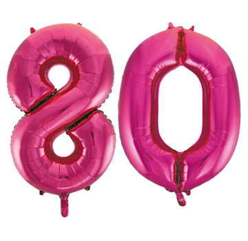 Roze cijfer ballonnen 80