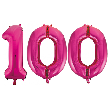 Roze cijfer ballonnen 100