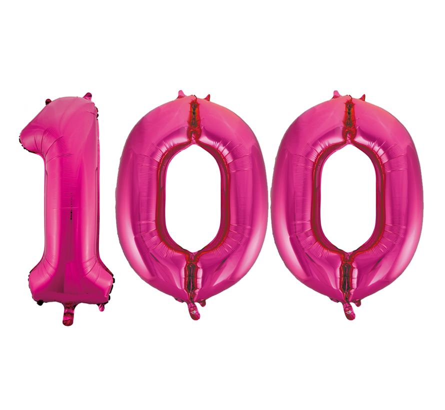 Folie cijfer ballonnen roze 100