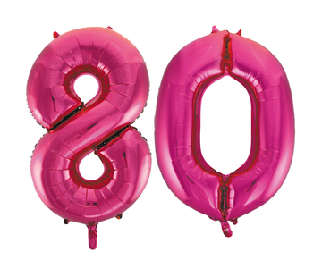 Cijfer ballonnen roze 80