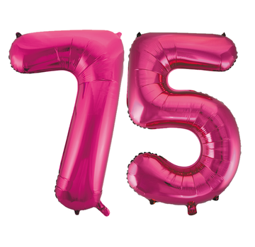 Cijfer ballonnen roze 75