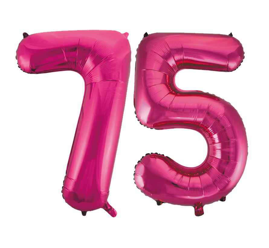 Folie cijfer ballonnen roze 75