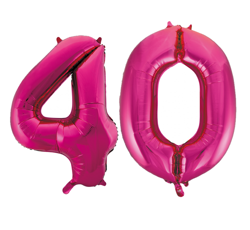 Folie cijfer ballonnen  pink roze 40