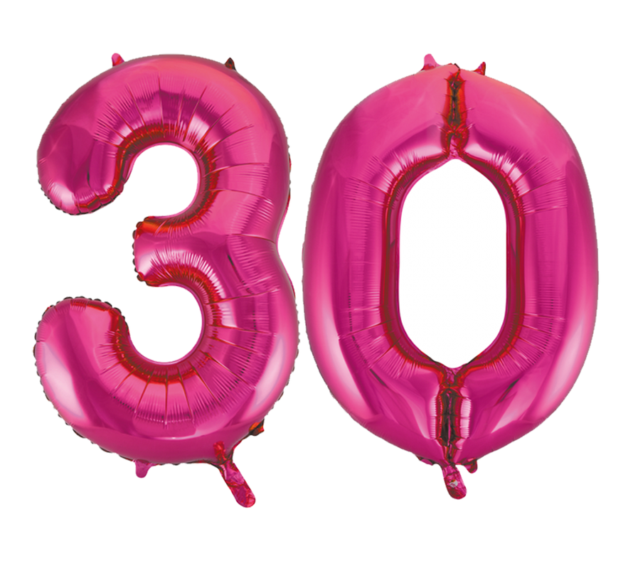 Folie cijfer ballonnen  pink roze 30