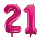 Folie cijfer ballonnen  pink roze 21