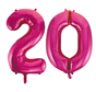 Folie cijfer ballonnen  pink roze 20