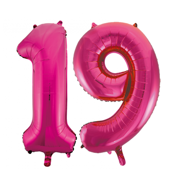 Cijfer ballonnen roze 19