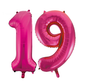 Folie cijfer ballonnen  pink roze 19