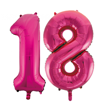 Cijfer ballonnen roze 18
