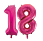 Folie cijfer ballonnen  pink roze 18