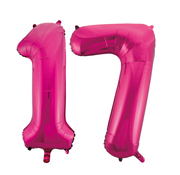 Cijfer ballonnen roze 17