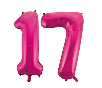 Cijfer ballonnen roze 17