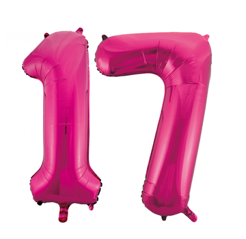 Cijfer ballonnen roze 17