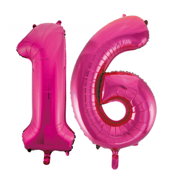 Cijfer ballonnen roze 16