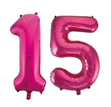 Cijfer ballonnen roze 15